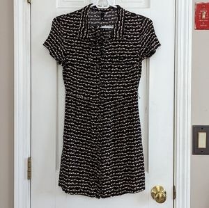 H&M Retro Button Up Deer Print Mini Dress w/ Pockets Size 4